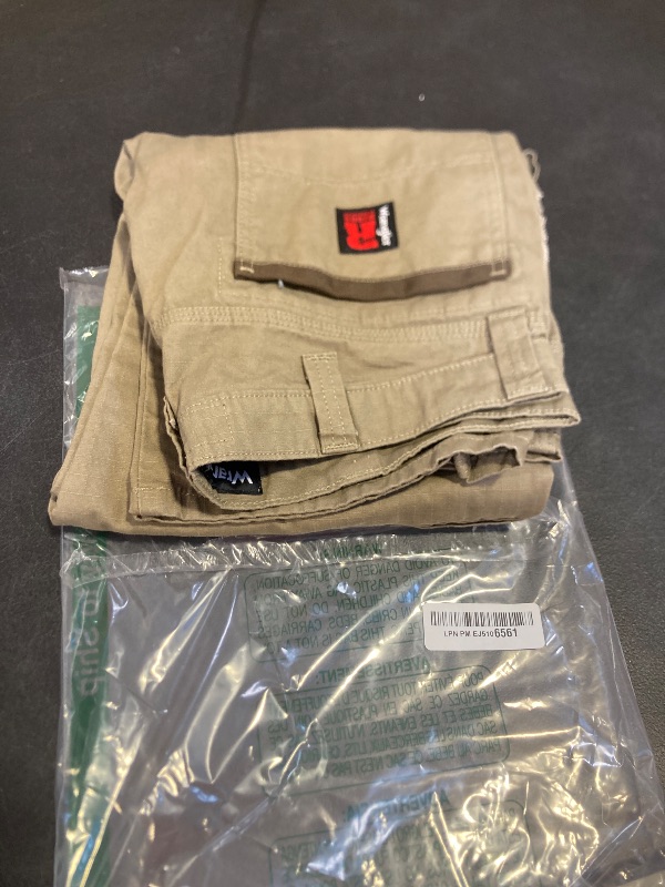 Photo 1 of Wrangler Riggs Workwear mens Ranger work utility pants, Bark, 35W x 30L US jeans ripped on pocket 