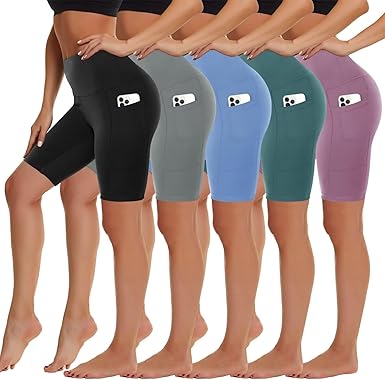 Photo 1 of HIGHDAYS 5 Pack Biker Shorts with Pockets for Women - 5"/8" High Waist Spandex Workout Yoga Running Athletic
l-xl