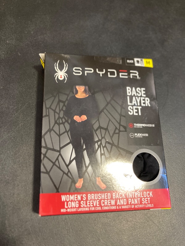 Photo 1 of Spyder Women's Thermal Underwear Set - 2 Piece Brushed Back Fleece Lined Long Johns Base Layer Set for Women (Sizes: S-XL), Size Medium, Black