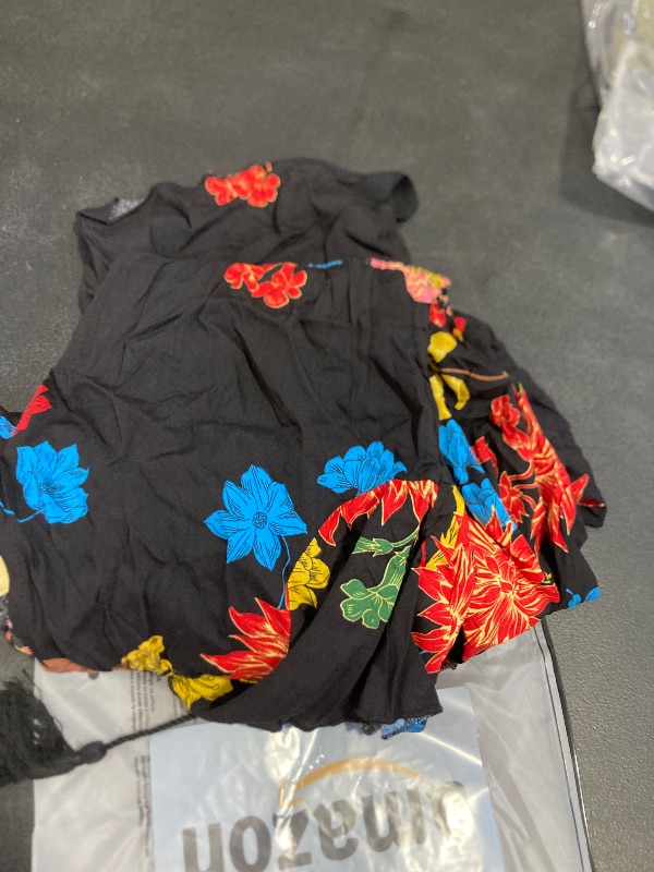 Photo 1 of Milumia Women's Vintage Boho Button Up Split Floral Print Flowy Party Dress A Black Medium