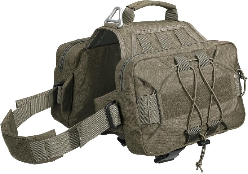 Photo 1 of EXCELLENT ELITE SPANKER Dog Pack Dog Saddle Bag Backpack for Camping Hiking Medium & Large Dog with 2 Capacious Side Pockets (M, Ranger Green)

