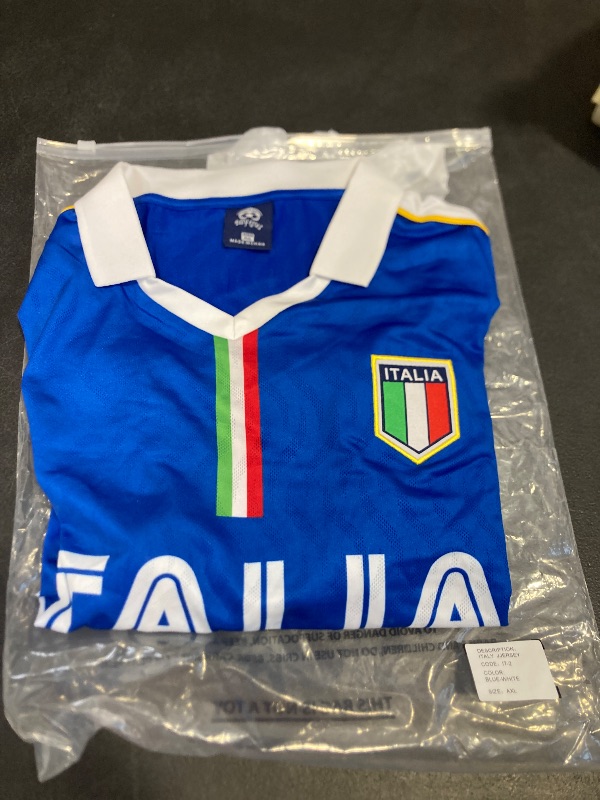 Photo 1 of Men's Italy Short Sleeve Shirt, Italia Classic Performance Jersey (AXL) Blue