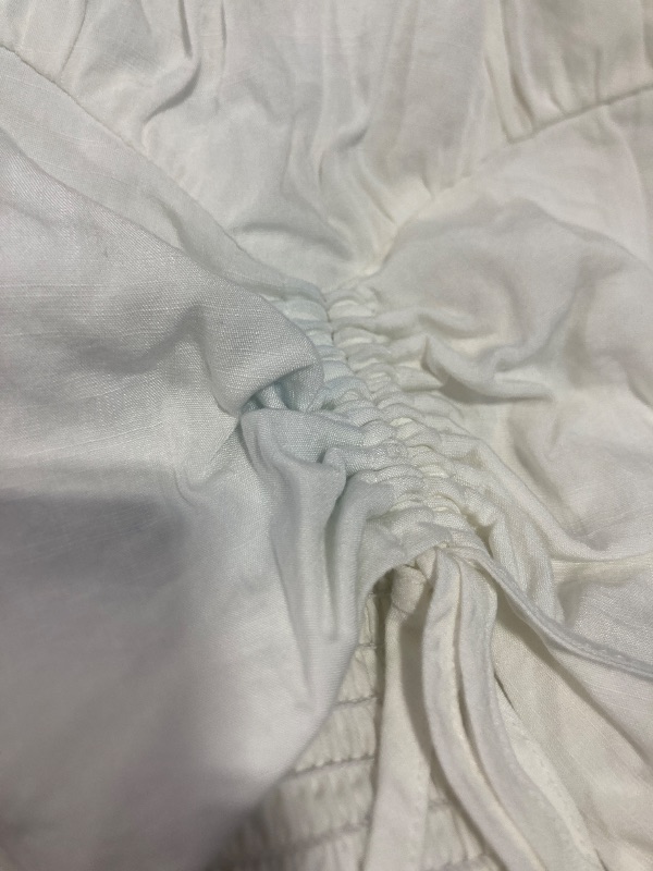 Photo 1 of BTFBM Womens Summer Dresses 2025 Casual Short Sleeve V Neck Drawstring Wedding Guest Maxi Dresses Boho Beach Long Dress (White,Large)