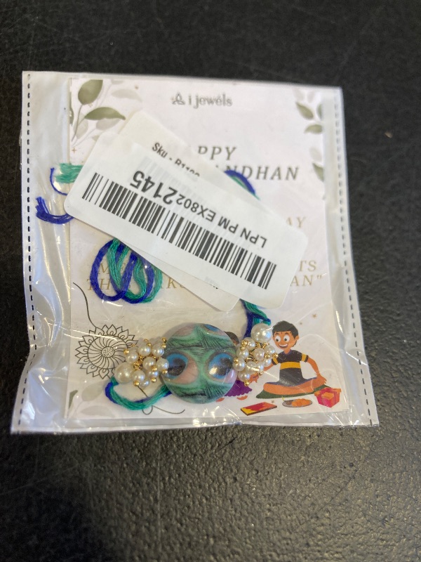 Photo 1 of I Jewels RakshaBandhan Designer Handcrafted Pearl & Kundan Bhaiya Rakhi for Brother/Bro/Men (R097-100) (Style 6)