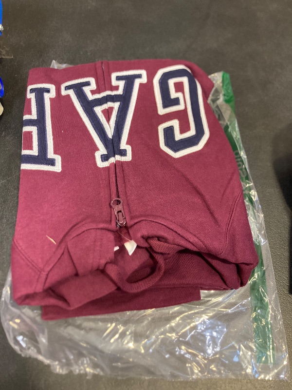 Photo 1 of GAP womens Logo Hoodie Zip Sweatshirt, Ruby Wine, Large US
