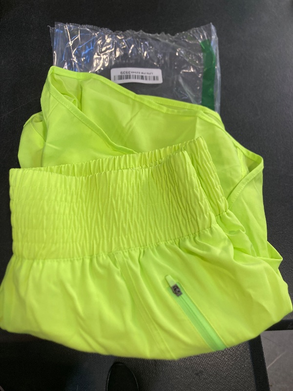 Photo 1 of BMJL Women's Athletic Shorts High Waisted Running Short Pocket 2.5" Sporty Shorts Gym Elastic Workout Shorts(XL,Neongreen)