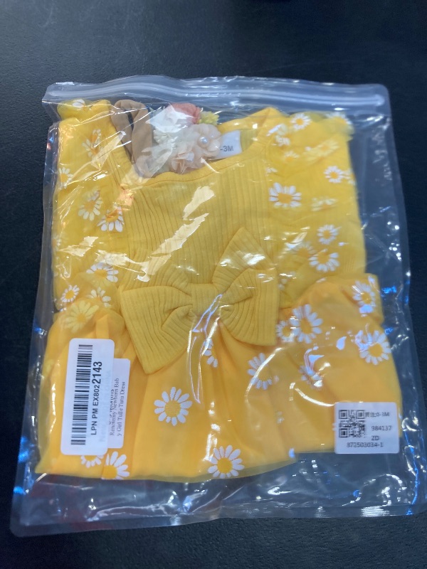 Photo 1 of Renotemy Newborn Baby Girl Tulle Tutu Dress Fall Winter Spring Yellow Daisy Fairy Baptism Princess Wedding Birthday Party Dresses for Girls with Flower Headband 0-3 Months