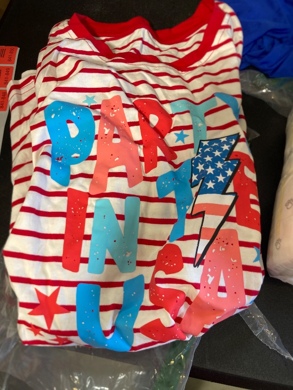 Photo 1 of Women 4th of July Oversized American Flag Tshirt Stripes Shirt Party in The USA Shirts Short Sleeve Tee Top M 