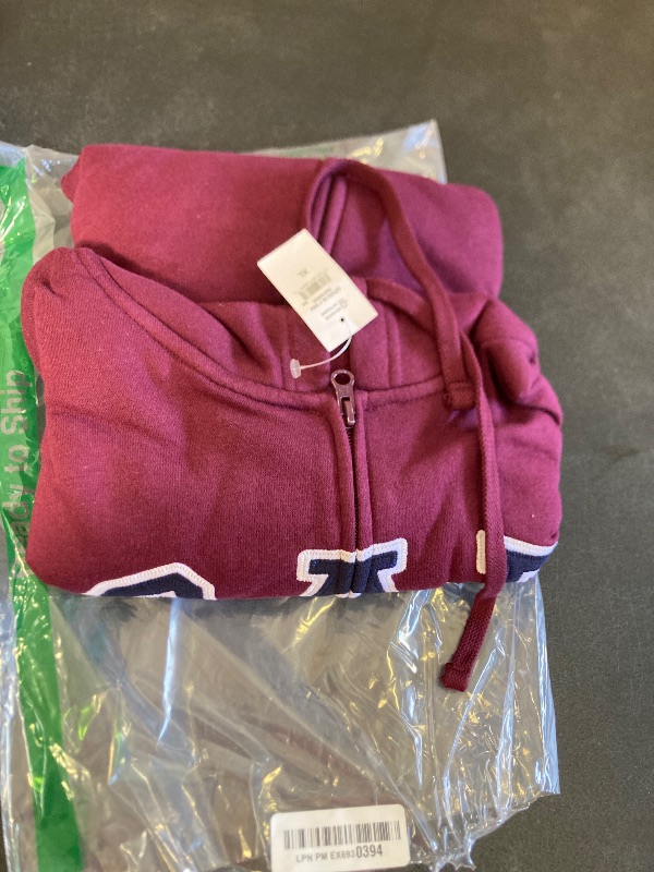 Photo 1 of GAP womens Logo Hoodie Zip Sweatshirt, Ruby Wine, X-Large US
