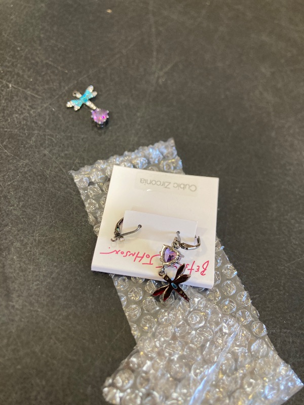 Photo 1 of Betsey Johnson CZ & Butterfly Double Mismatch Drop Earring