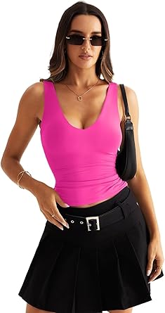 Photo 1 of Womens V Neck Tank Tops Sleeveless Double Lined Basic Tops Slim Fit Summer Shirts 2025
medium