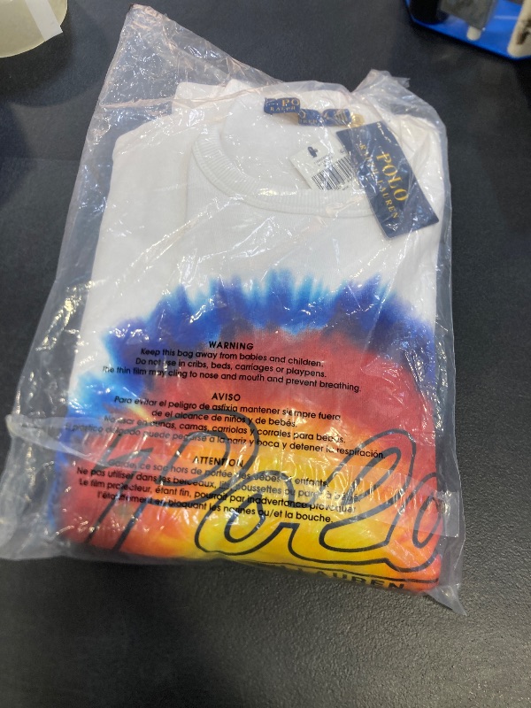 Photo 1 of Polo Ralph Lauren Men's Logo Tie-Dye-Print Long Sleeve Fleece Sweatshirt Wht Large