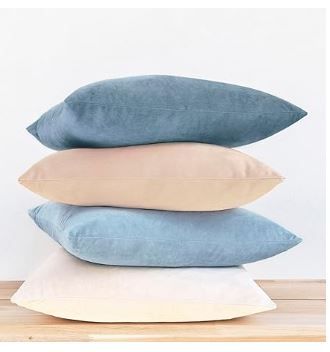 Photo 1 of MONDAY MOOSE Decorative Throw Pillow Covers Cushion Cases, Set of 4 Soft Velvet Modern Designs, Mix and Match for Home Decor, Pillow Inserts Not Included (18x18 inch, Beige/Light Blue)

