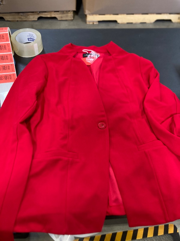 Photo 1 of LARGE-YOUNIFIZ Women's Casual Blazer Long Sleeve Open Front Business Work Office Blazer Jacket with Pockets, Red