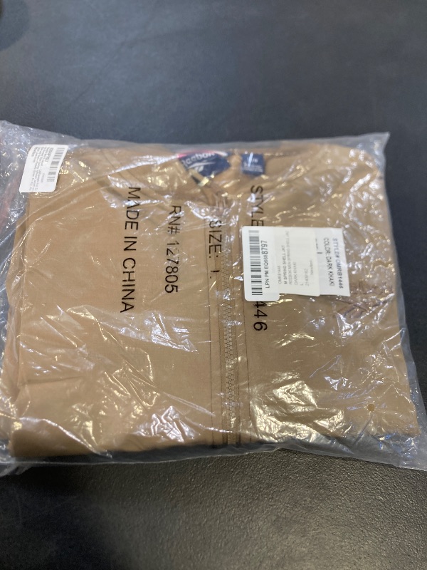 Photo 1 of Reebok Mens Rain Jacket - Full Zip Up Lightweight Water Resistant Windbreaker Soft Shell Collar Rain Coat for Men , Size Large, Dark Khaki