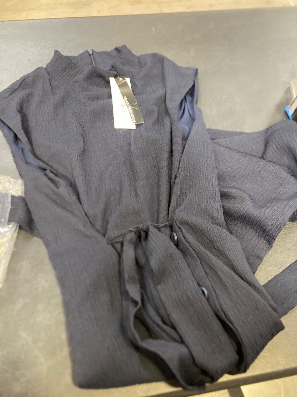 Photo 1 of Maggy London Women's Mock Neck Side Placket MIDI Dress, Navy, 14