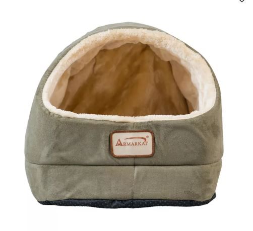 Photo 1 of Armarkat Sage Green & Beige Faux Suede and Faux Fur Covered Cat Bed
