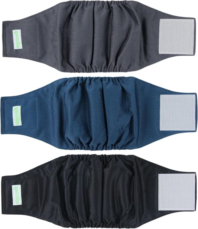 Photo 1 of wegreeco Washable Dog Diapers - Washable Male Dog Belly Wrap - Pack of 3 - (Black, Charcoal, Navy, X-Large)
