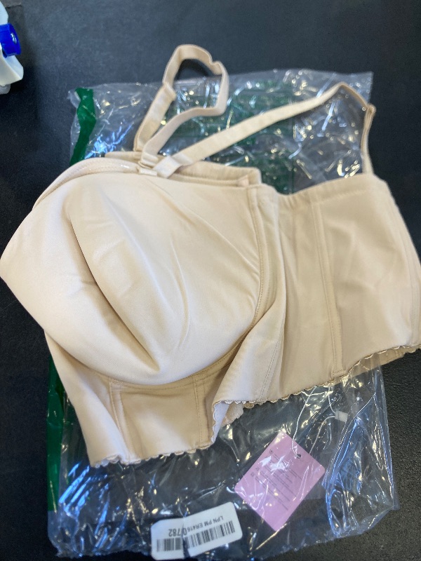 Photo 1 of SEA BBOT Longline Strapless Bra for Big Busted Women Full Coverage Corset Bra Hide Back Fat Seamless T-Shirt Bra Beige2 44DD