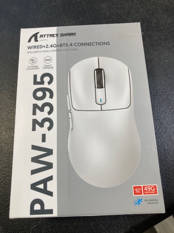 Photo 1 of ATTACK SHARK X3 Lightweight Wireless Gaming Mouse with Tri-Mode 2.4G/USB-C Wired/Bluetooth,Up to 26K DPI,PAW3395 Optical Sensor,Kailh GM8.0 Switch,5 programmable Buttons for PC/Mac(Berry Red+Stickers)