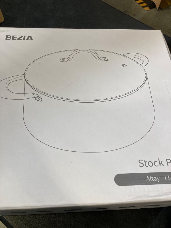 Photo 1 of BEZIA 12 Quart Cooking Pot, Large Non Stick Induction Stock Pots with Lid, All Stove Compatible, 12 QT Aluminum Soup/Stew Pot For Big Gatherings, Grey
