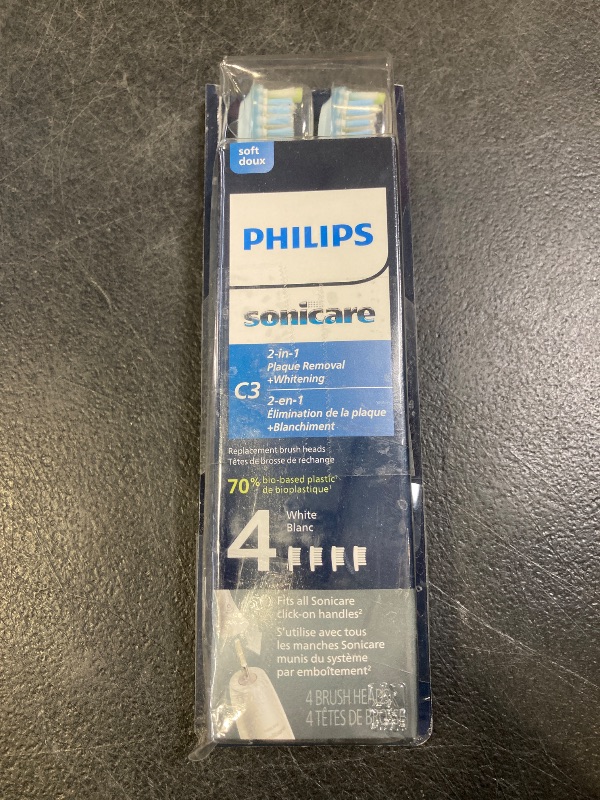 Photo 1 of Philips Sonicare C3 Two-in-One - Genuine Replacement Electric Toothbrush Heads, White, 4 Pack One Year Supply, HX9044/65