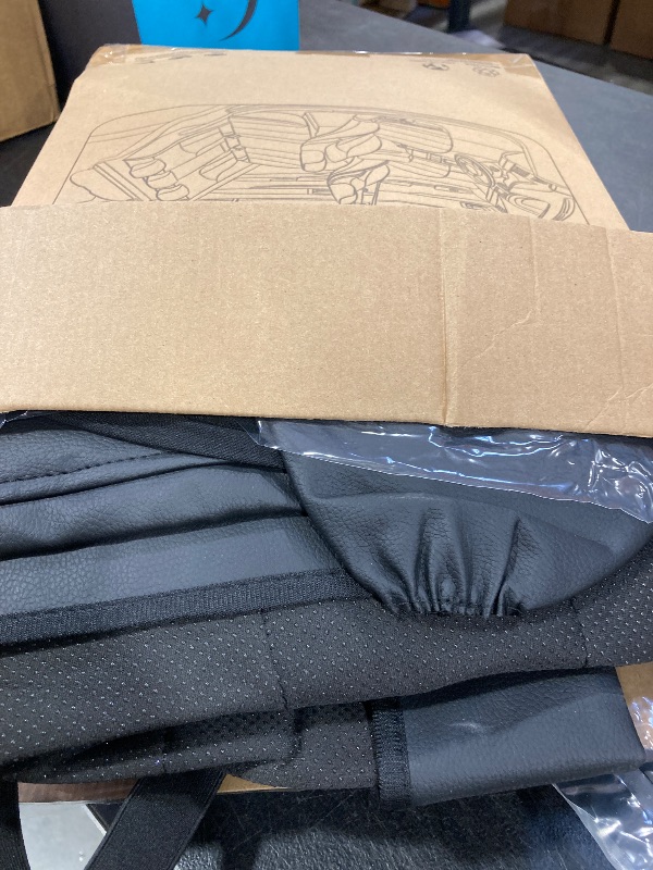 Photo 1 of CAR PASS Universal FIT Piping Leather Car Seat Cover, for suvs, Van, Trucks, Airbag Compatible, Inside Zipper Design and Reserved Opening Holes (Full Set, Black and Beige)