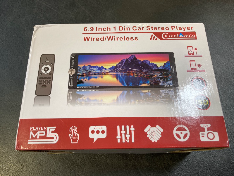 Photo 1 of Single Din Car Stereo with Wireless Carplay Android Auto-2025 Upgraded Bluetooth 5.2 Type-C Dual Mic 6.9 Inch IPS Touch Screen Car Radio with Backup Camera Mirror Link FM USB EQ SWC