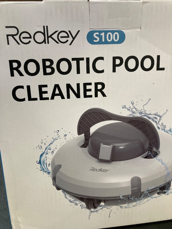 Photo 1 of Redkey S100 Cordless Robot Pools Vacuum, Last 130Min,18° Slope Angle, Automatic Pool Vacuum for Above Ground Pool, Self-Parking Robotic Pool Cleaner with Filter Basket, Pool Robot Up to 1100 sq.ft
