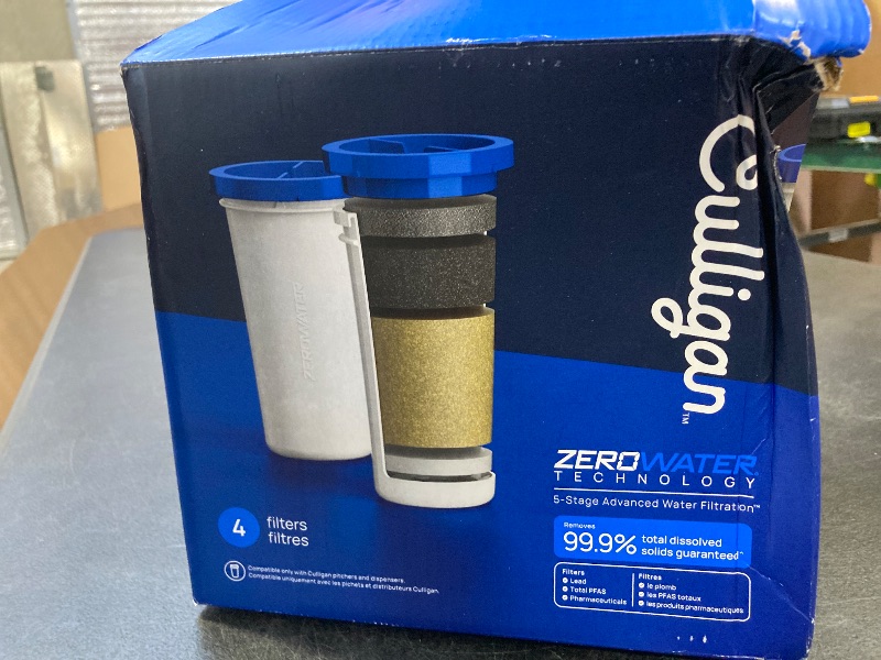 Photo 1 of Culligan with ZeroWater Technology Replacement Filter 4-Pack, 5-Stage Advanced Water Filter – IAPMO Certified to Reduce Lead, Total PFAS (Forever Chemicals), Mercury, Fluoride, and Chlorine