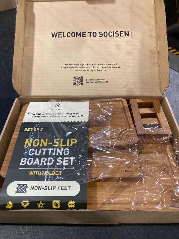 Photo 1 of 3 Packs Bamboo Cutting Board Set with Non Slip Feet Holder and Over Sink Nice Solid Thick Wood Juice Groove Chopping Board Extra Large Big Small Best Hardwood Kitchen Organic Vegetable Meat BBQ Kit