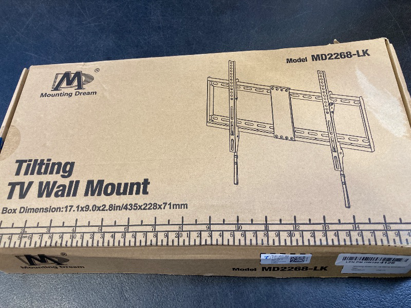 Photo 1 of Mounting Dream UL Listed TV Mount for Most 37-75 Inch TV, Universal Tilt TV Wall Mount Fit 16", 18", 24" Stud with Loading Capacity 132lbs, Max Vesa 600 x 400mm, Low Profile Flat Wall Mount Bracket