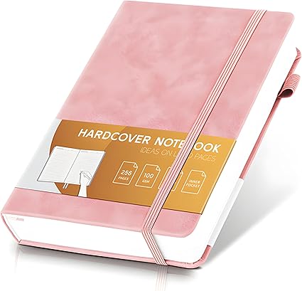Photo 1 of Lined Journal for Women Men 256 Pages 100 Gsm Thick Textured Leather Journaling Notebooks for Writing A5 Wide Ruled Hardcover Notebook for Work School Note Taking, 5.7 x 8.3 In, Pink
