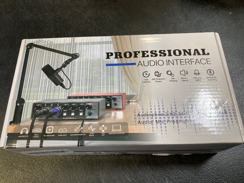 Photo 1 of USB Audio Interface for PC Computer Recording Music, Red 2x2 Guitar Audio Interface for Mac 24Bit/192kHz Podcasting Streaming for Vocalist Producer with 48V Phantom Power
