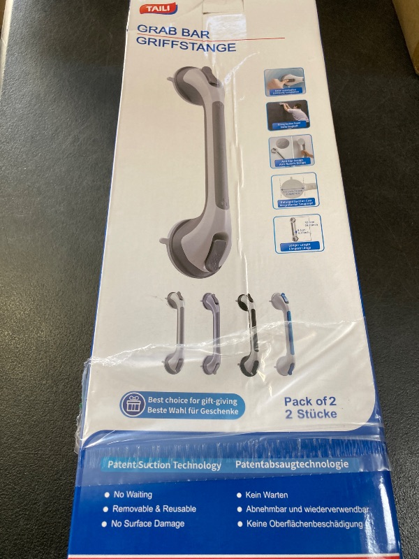 Photo 1 of TAILI Grab Bars for Bathtubs and Showers 2 Pack Suction Grab Bar, Heavy Duty Shower Handle Removable Bath Handrails for Seniors and Elderly, Bathroom Safety Grip No Drilling Waterproof, Grey