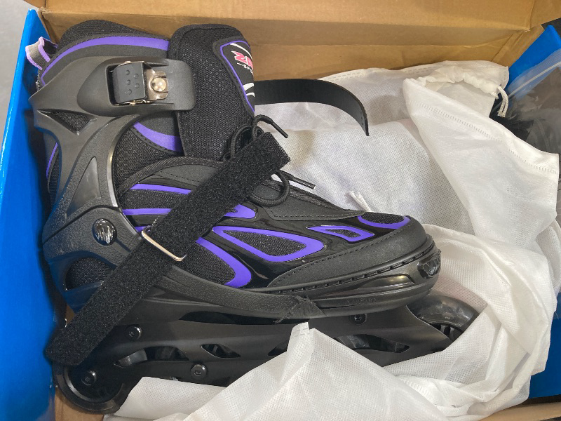 Photo 1 of 2PM SPORTS Vinal Girls Adjustable Inline Skates with Light up Wheels Beginner Skates Fun Illuminating Roller Skates for Kids Boys and Women Adults - Violet Large(4-7 US)