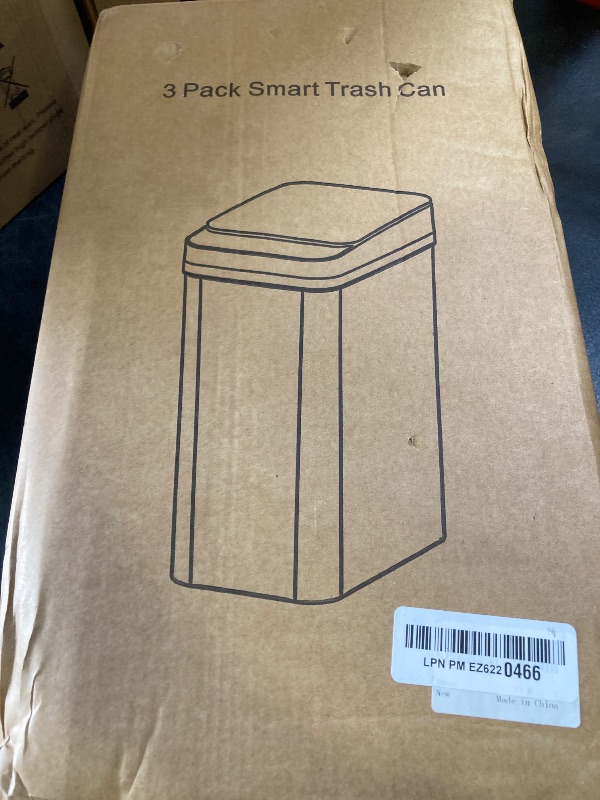 Photo 1 of 3 PACK - Bathroom Trash Can with Lid - 2.5 Gallon Automatic Trash Cans Touchless - Bedroom, Office - Small Smart Garbage Can - Electric, Narrow - Motion Sensor Trash can Bathroom ( Matte Black )