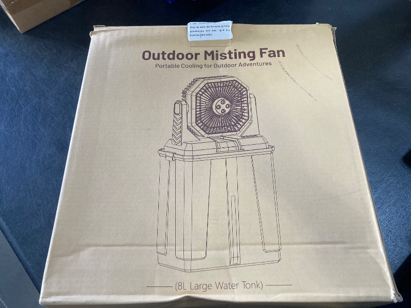 Photo 1 of Coolice Camping Bucket Misting Fan 8L Water Tank, 24000mAh Outdoor Misting Fan with 2 Spray Modes & 3 Speeds, 3-speed LED lights Floor Cooling Fans, Portable Camping Fans for Garden, Patio, Worksite