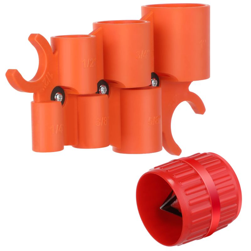 Photo 1 of 1/4'' - 1'' Depth Gauge and Pipe Deburring Tool Kit, 1/8'' to 1-5/8'' Inner Outer Reamer Pipe Tubing Chamfer Tool for PVC PPR Brass CPVC PE-RT Aluminum