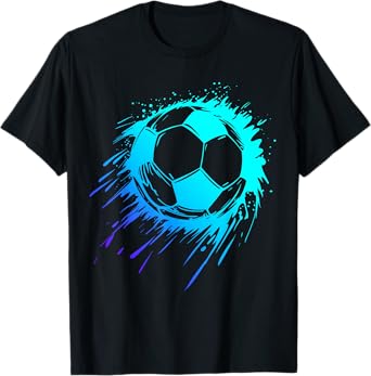 Photo 1 of Blue Soccer Ball Soccer Player Men's Soccer Boys Soccer T-Shirt - M