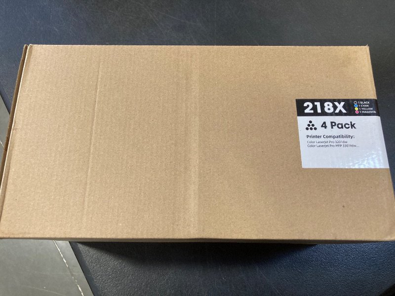Photo 1 of 218X Toner Cartridges 4 Pack (with Chip) Compatible Replacement for HP 218X W2180X 218A W2180A Toner for HP Color Laserjet Pro 3201dw, MFP 3301cdw, 3301fdw, 3301sdw Printer (B/C/M/Y, High-Yield)