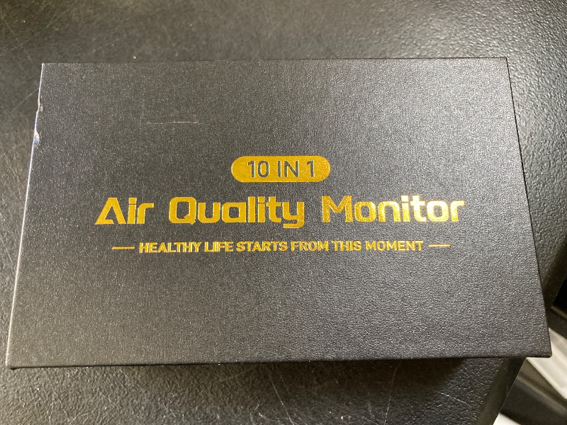 Photo 1 of Qxpztk 10 in 1 Indoor Air Quality Monitor with Portable Sensors for CO2, PM2.5, Temperature & Humidity, VOC Sensor and AQI, Accurate Formaldehyde,CO2 Detector, Suitable for Home, Black E1