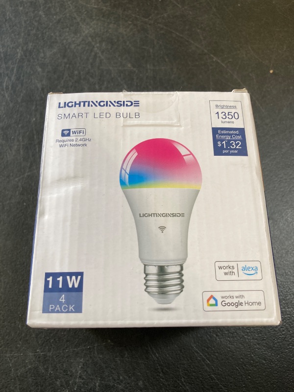 Photo 1 of Lightinginside Smart Light Bulbs 100W Equiv., 1350LM 11W Smart Bulb Works with Alexa/Google Home/Smart Life, A19 E26 RGBCW Color Changing, No Hub Required, 2.4G WiFi Bluetooth Bulb, ETL Listed, 4PCS