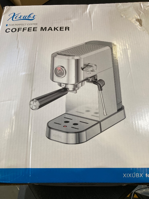 Photo 1 of XIXUBX 20Bar Espresso Machine, Compact Espresso Maker with Milk Frother, Stainless Steel Coffee Machine for Cappuccino & Latte, 42oz Water Tank, Visible Pressure Gauge, Home & Office, Silver