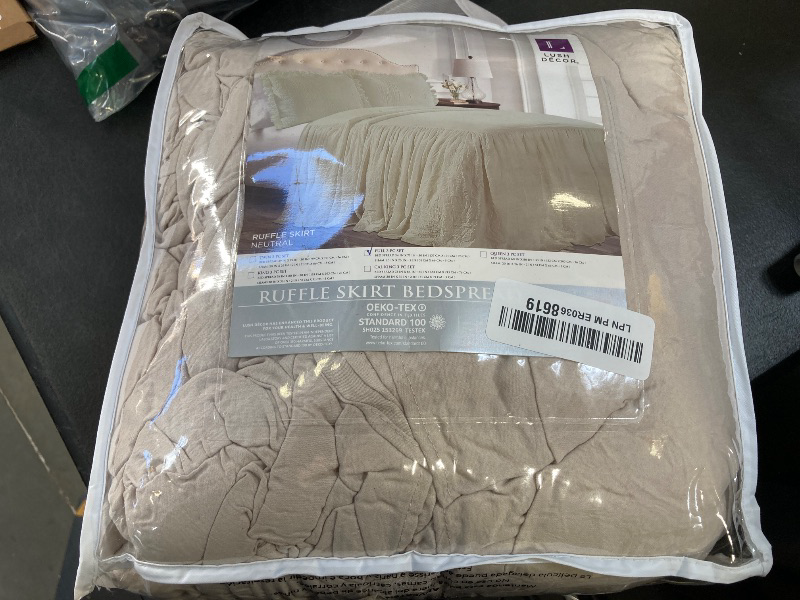 Photo 1 of Lush Decor Ruffle Skirt Bedspread Set 3 Piece Set Full, Neutral - Beige Kids Bedding Set - Ruffled Bedspread - Vintage Farmhouse Décor