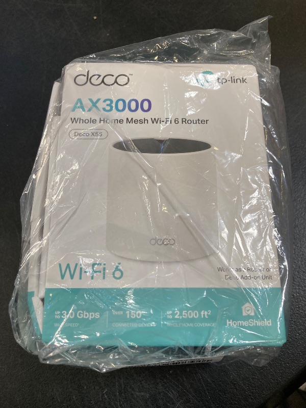 Photo 1 of TP-Link Deco X55 AX3000 WIFI 6 Mesh System - Covers up to 2500 Sq. Ft., Replaces Wireless Router and Extender, 3 Gigabit Ports, Supports Ethernet Backhaul, Deco X55 (1-Pack)