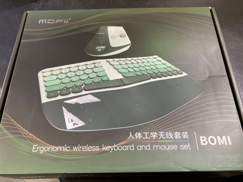 Photo 1 of TISHLED Ergonomic Wireless Keyboard and Mouse Combo with Wrist Rest, Curved Split Keys Silent 84-Key Membrane Keyboard 6-Key Vertical Mouse Set for Win/Mac/PC/Laptop, AAA Batteries, Mint Green
