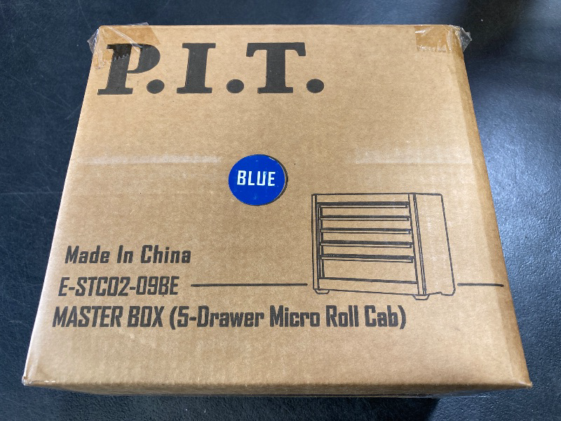 Photo 1 of P.I.T. Mini Blue Tool Box, Portable 5-Drawer Micro Roll Cab Steel Stackable Tool Box with Liner, Blue Small Tool Case for Tools Storage and Organizers, Home DIY