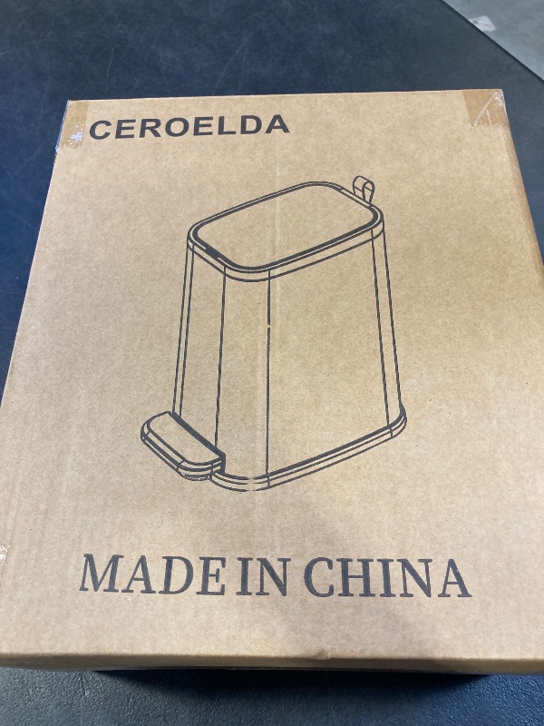 Photo 1 of CEROELDA Small Bathroom Trash Can with Lid Soft Close-5L/1.3 Gal Slim Garbage Can-Metal Step Wastebasket-Rectangle Narrow Waste Bin for Office, Bedroom, Toilet, Live Room-Black