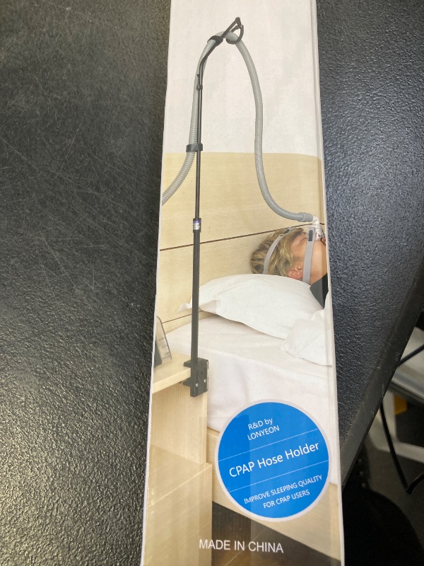 Photo 1 of LONYEON CPAP Hose Holder - Height Adjustable Hose Lift, Removable and Foldable - Hose Support Hanger Provide 2 Clamping Sides Prevents Avoid Tangling, Blockage and Leakage, Black